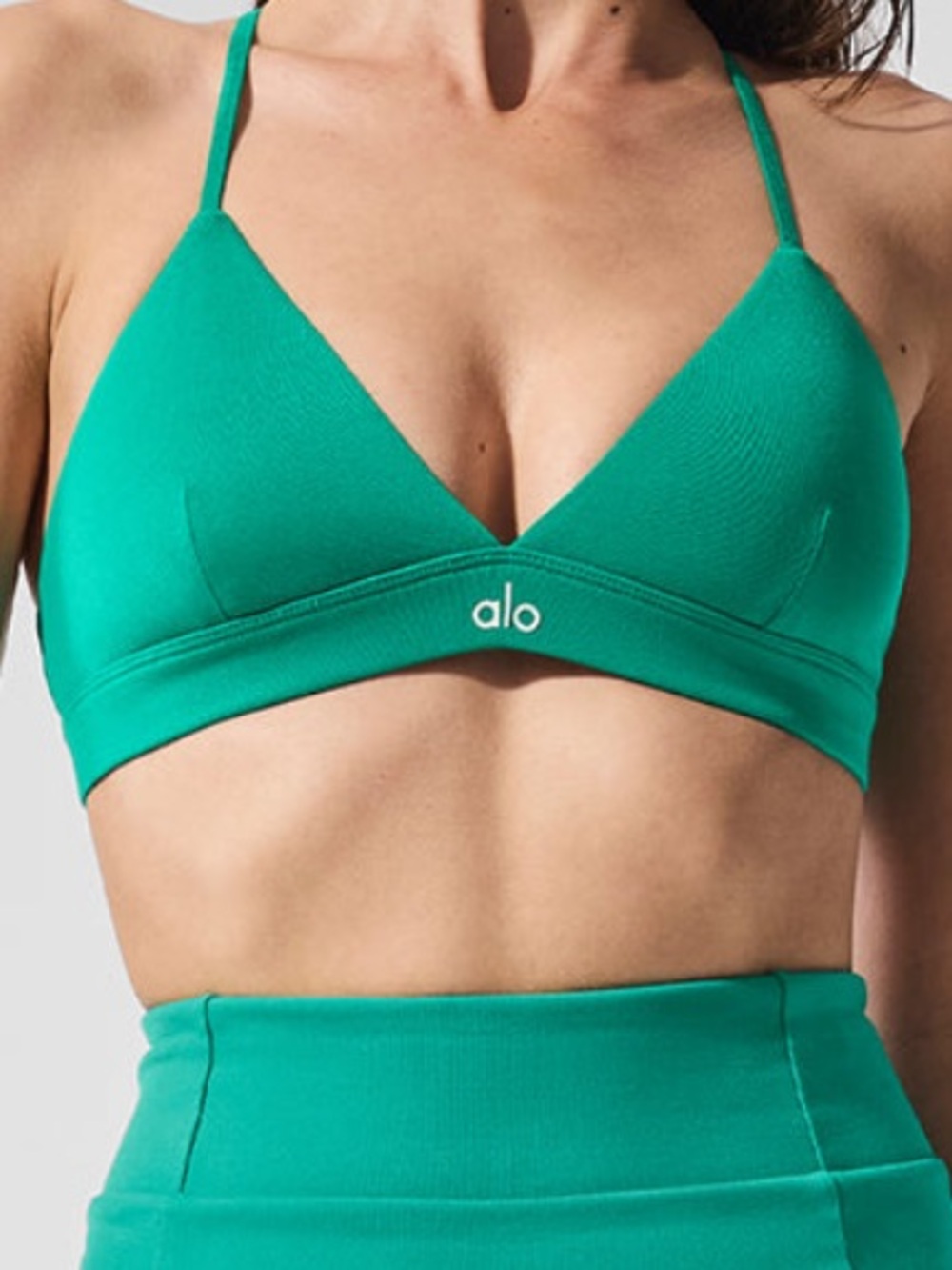 NWT ALO YOGA Spruce Green Set: Match Point Shorts and Splendor Bra - Picture 9 of 10